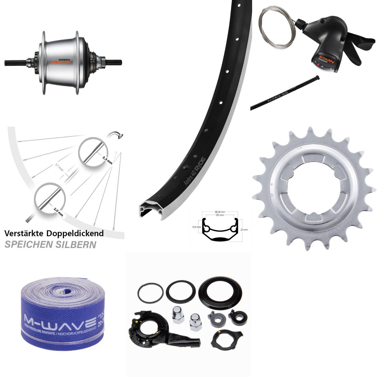 20 Zoll Hinterrad Ryde Andra 40 Shimano Nexus 7 Gang