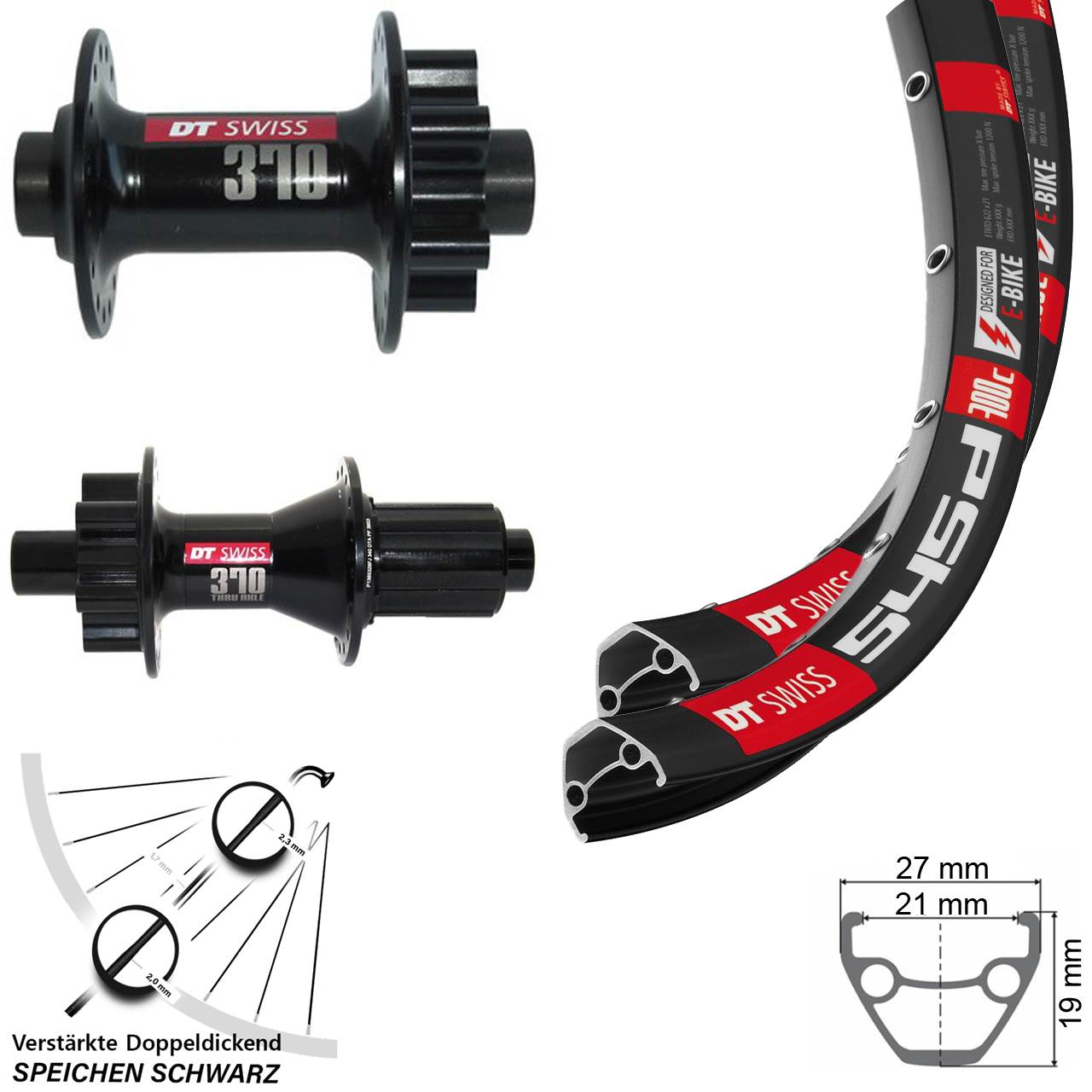 Laufradsatz 6-Loch 15x100 12x142 26 Zoll DT Swiss 545-370 8-11 fach