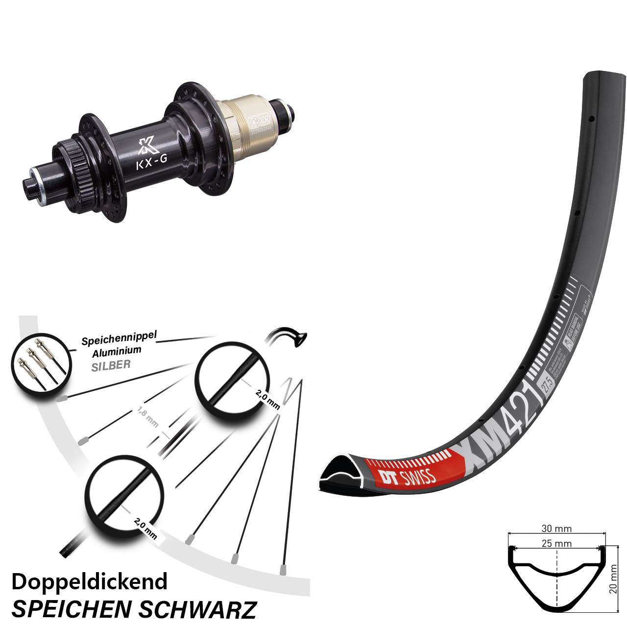 DT Swiss XM 421 KX-G XD-R 27,5 Zoll Centerlock Hinterrad QR
