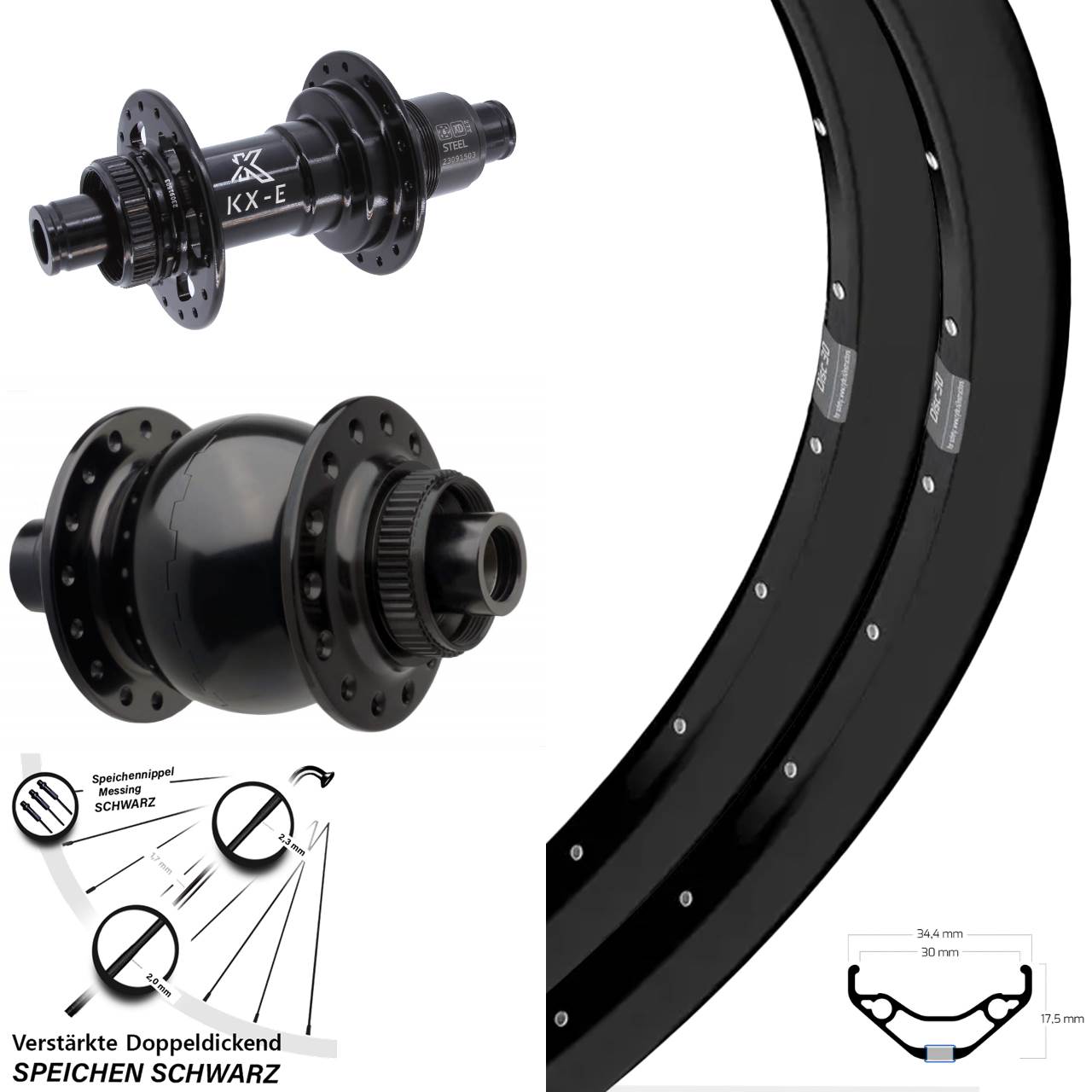 29 Zoll Ryde Disc 30 KX-E SON 28 Laufradsatz Centerlock 15x110 12x148 XD