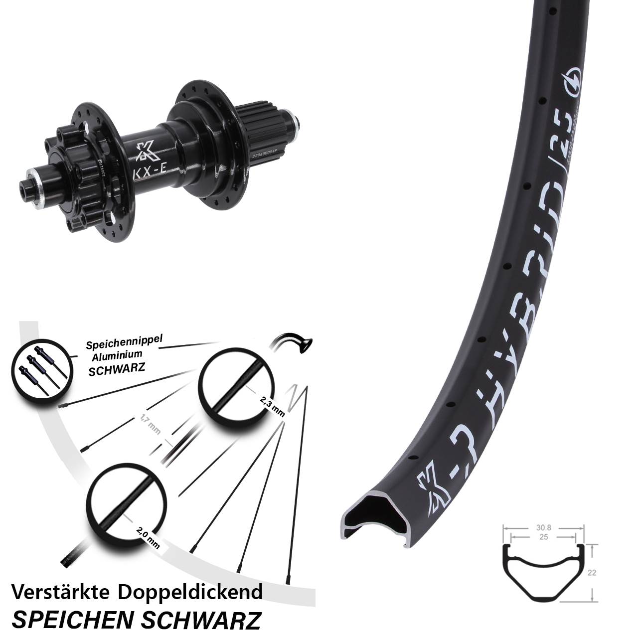 KX-R Hybrid 25 28 Zoll Disc Hinterrad für Schnellspanner Boost Shimano Micro Spline