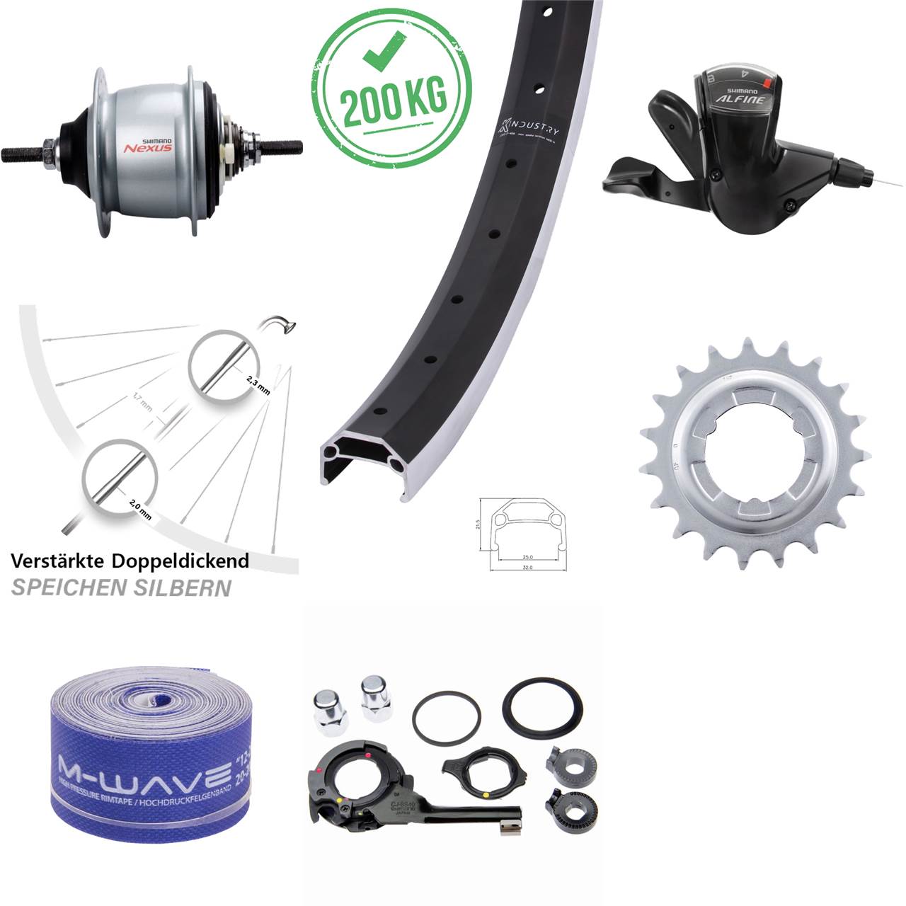 20 Zoll KX Industry Shimano Nexus 8 Gang Hinterrad mit Freilauf