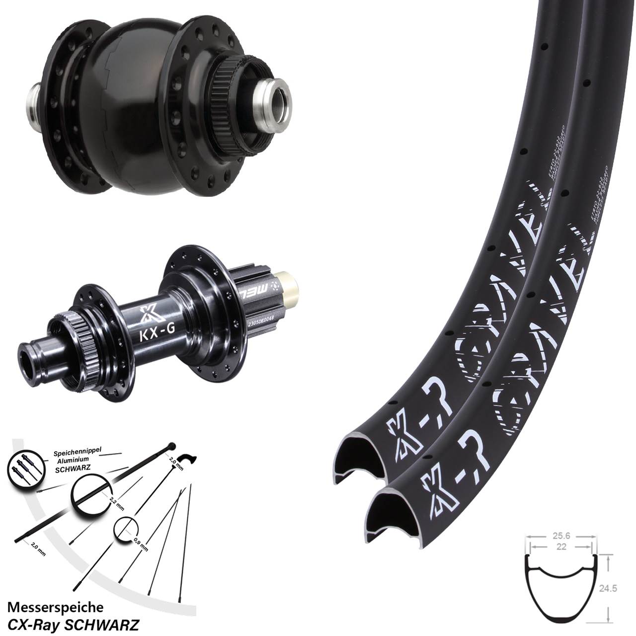 29 Zoll KXR-G Gravel SON delux Laufradsatz 12x100/142 Campagnolo N3W CX-Ray