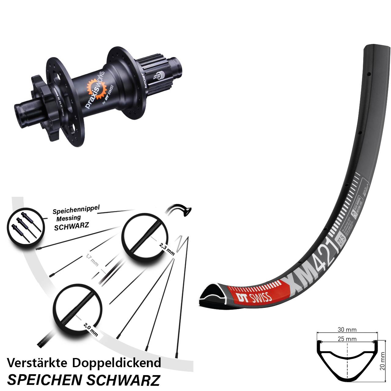 DT Swiss XM421 350 29 Zoll Disc Hinterrad 12x142 Micro Spline