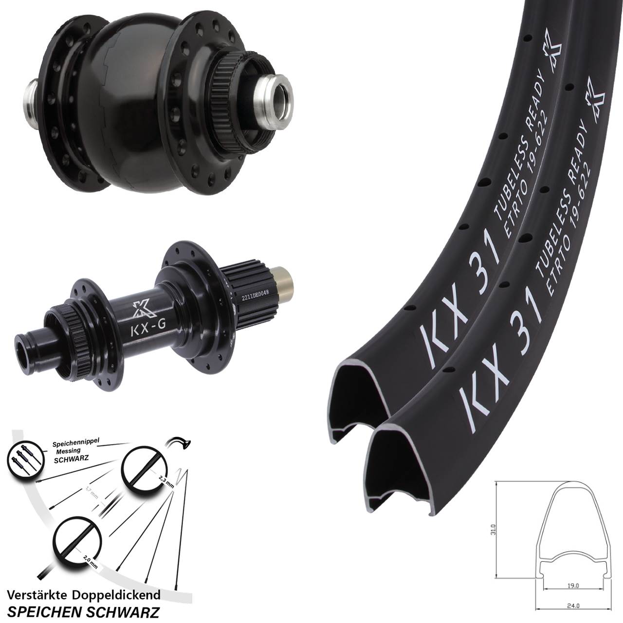 Centerlock Laufradsatz 28 Zoll KX-G31 SON Micro Spline 12x100/142