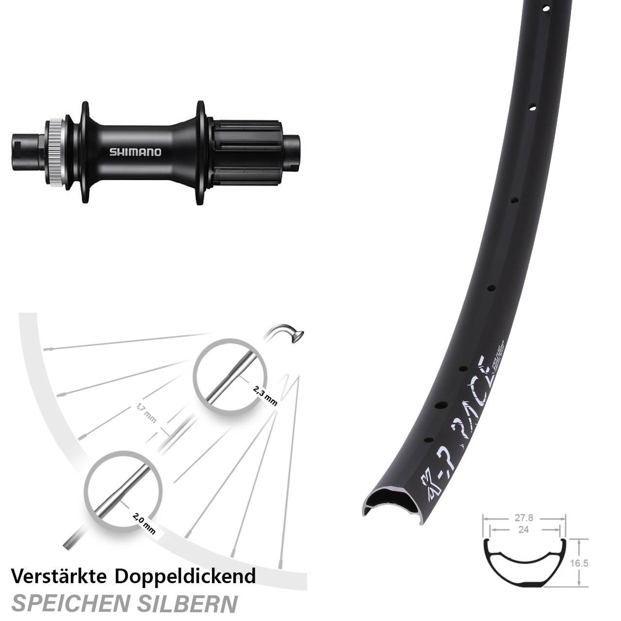 Hinterrad Centerlock 28-29 Zoll KX-R Race Shimano FH-MT400 8-11 fach HG 12x142