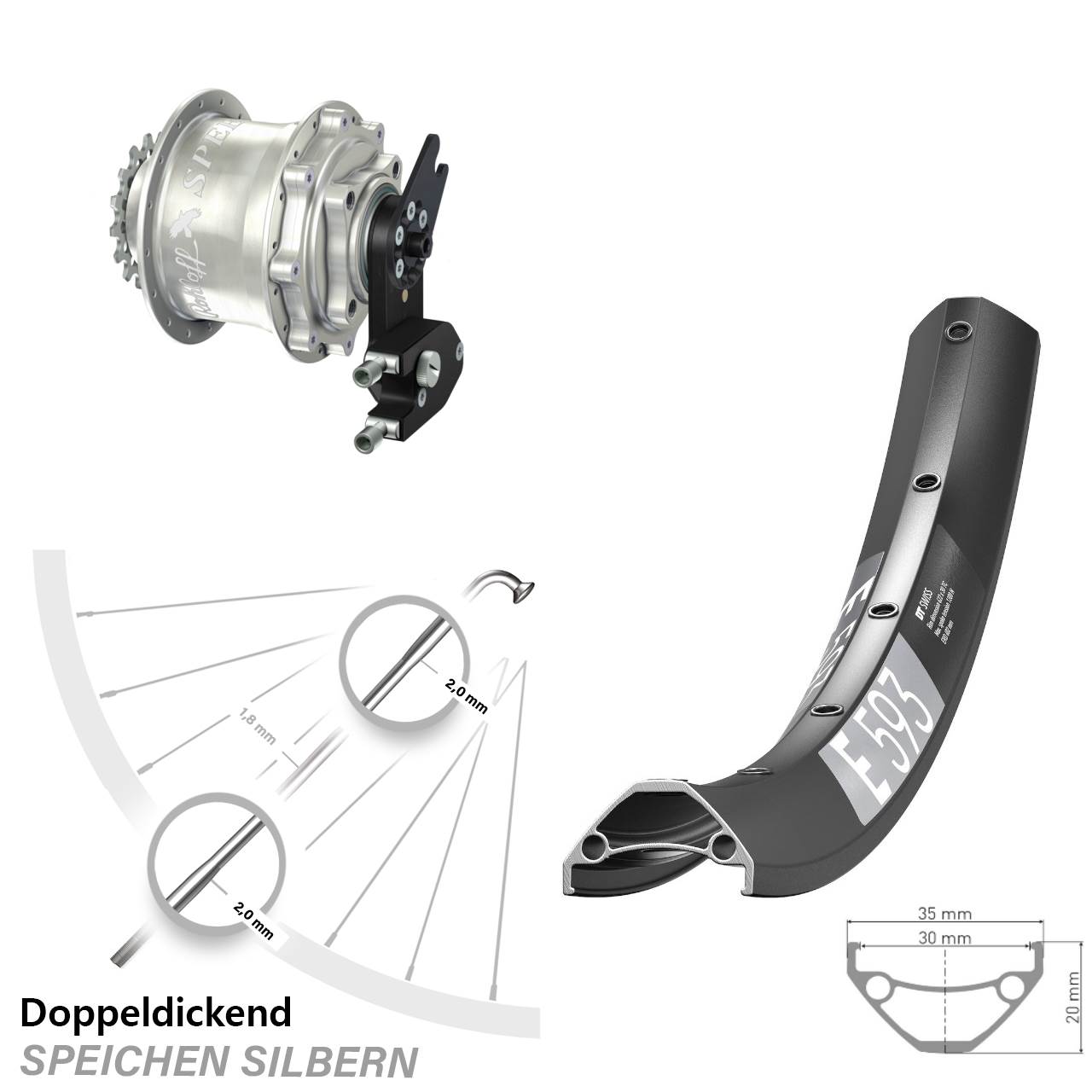 27,5 Zoll DT Swiss E 593 Rohloff CC DB OEM2 Tandem