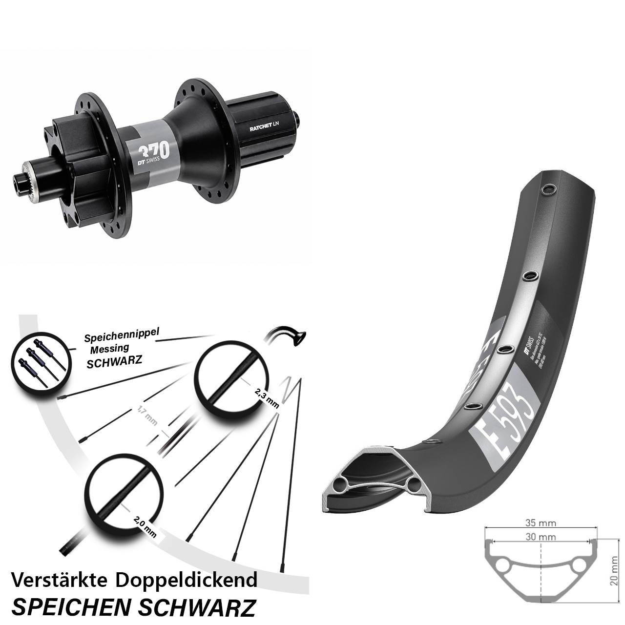 Disc Laufrad 29 Zoll DT Swiss E593 370 8-11 fach QR Boost
