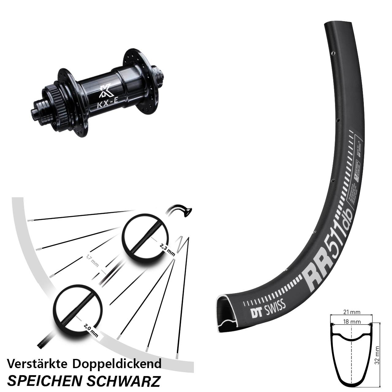 DT Swiss RR511 KX-E 4-fach gelagert 28 Zoll Disc Laufrad QR
