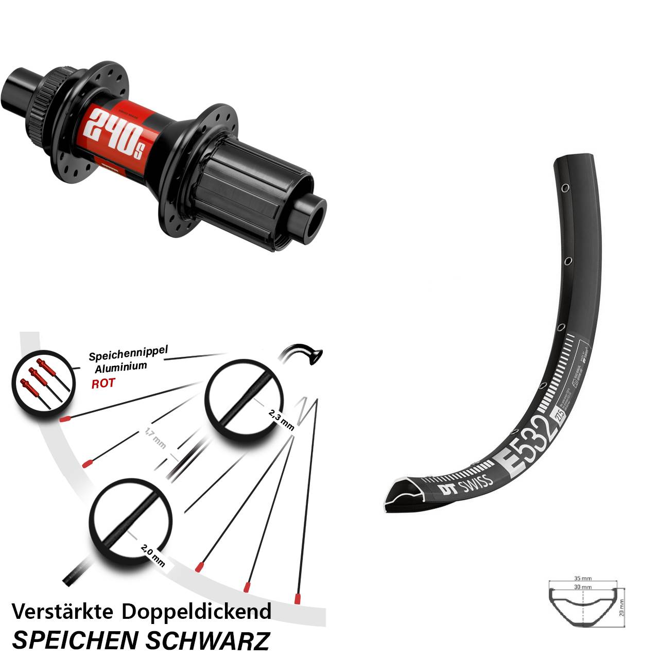 Disc Laufrad 12x148 29 Zoll DT Swiss E 532 240S 8-11 fach