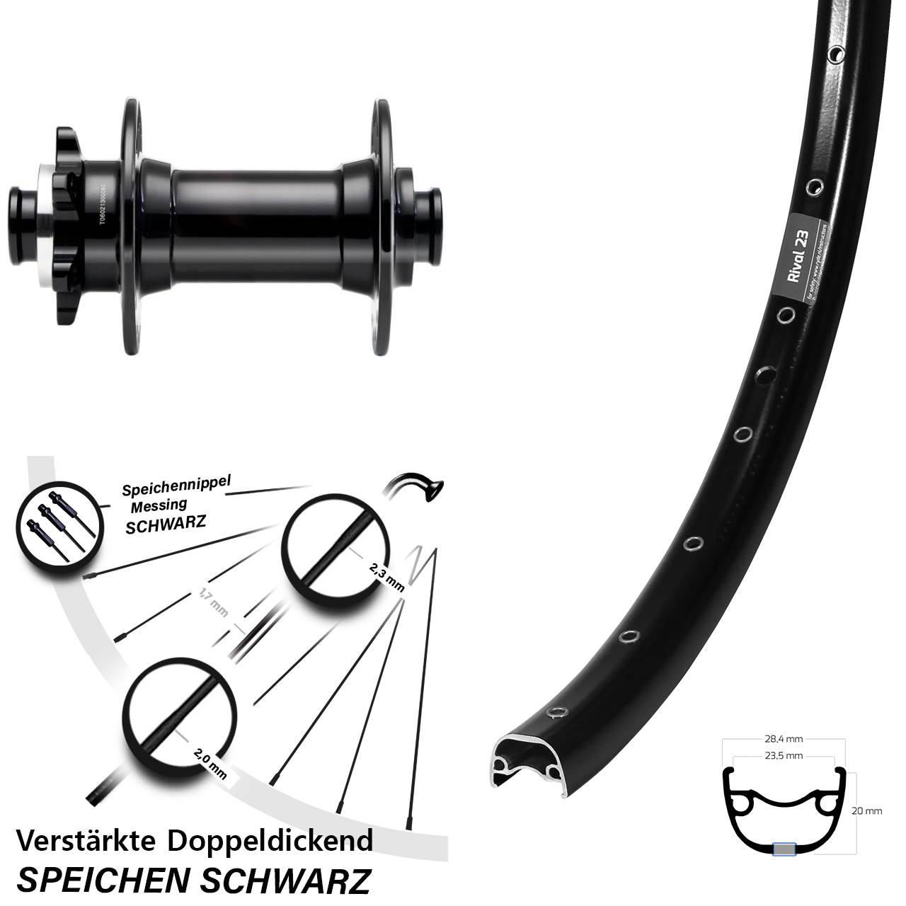 Ryde Rival 23 Novatec D341-B15 27,5 Zoll 6-Loch Vorderrad 15x110 Boost