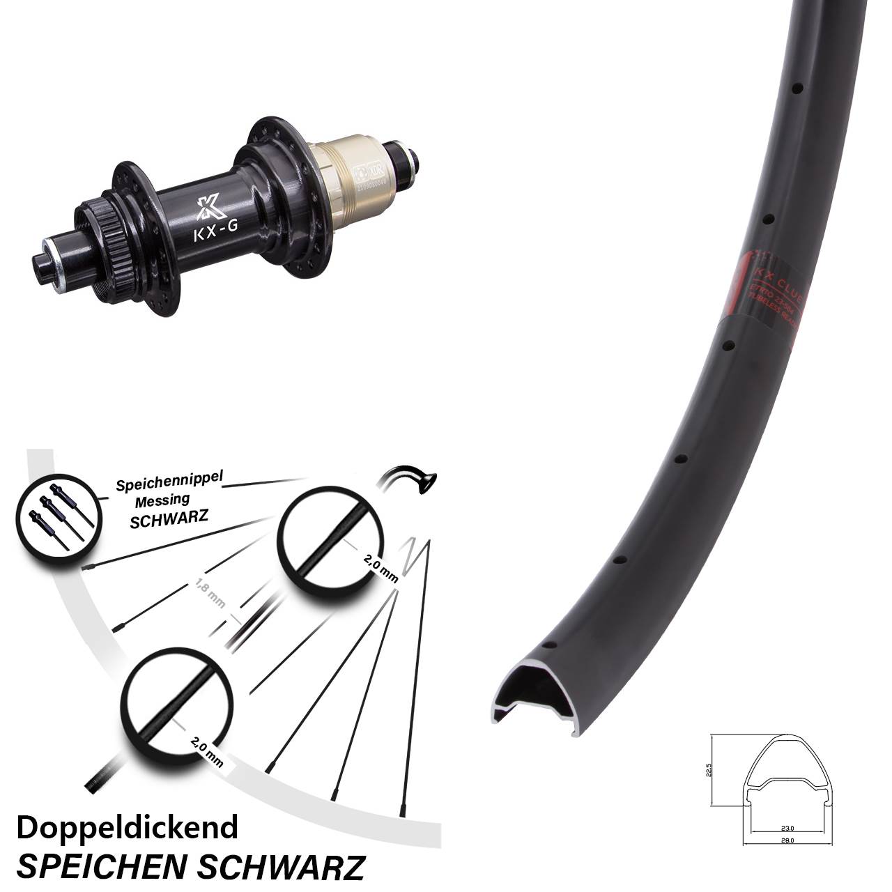 27,5 Zoll KX-G Clue XD-R Hinterrad Centerlock für Schnellspanner