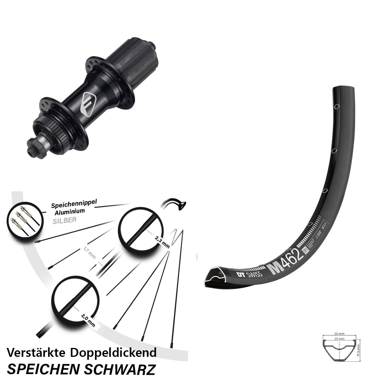 Centerlock Hinterrad 27,5 Zoll DT Swiss M462 Formula CL-52 8-11 fach HG QR