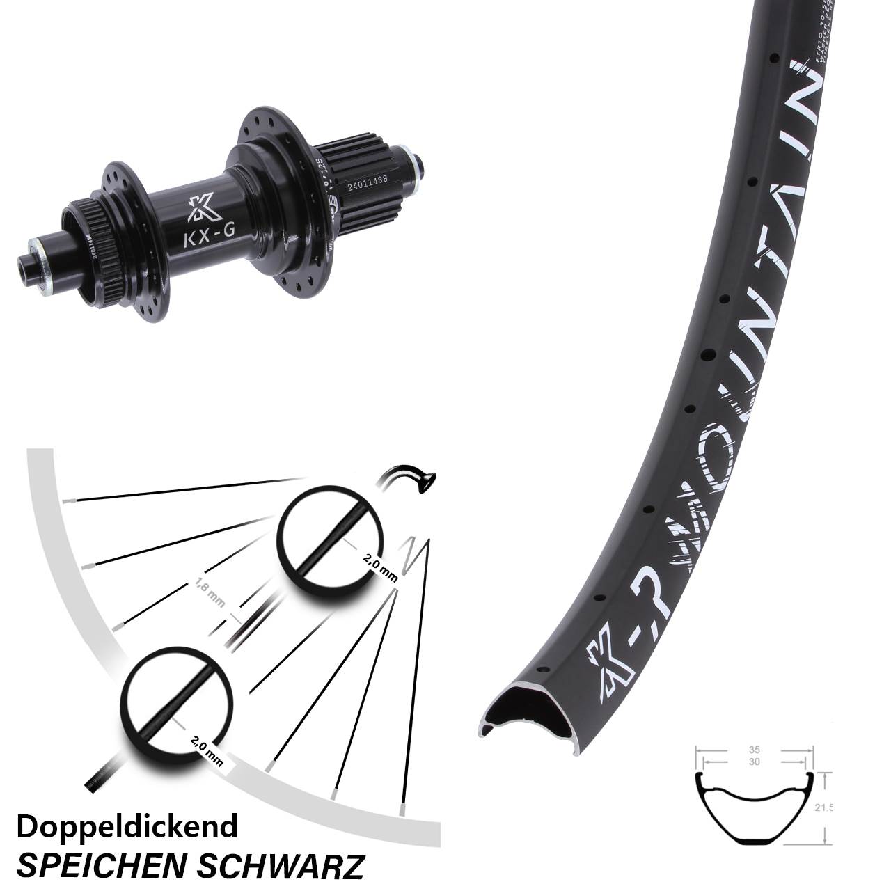 27,5 Zoll R Mountain Hinterrad KX-G Micro Spline