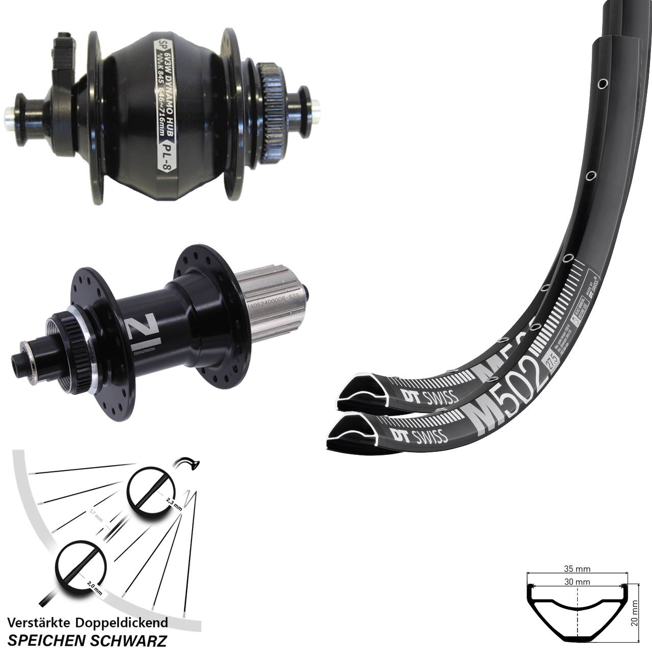 Centerlock Laufradsatz QR 29 Zoll DT Swiss M502 Novatec D042 SP PL-8 8-12 fach