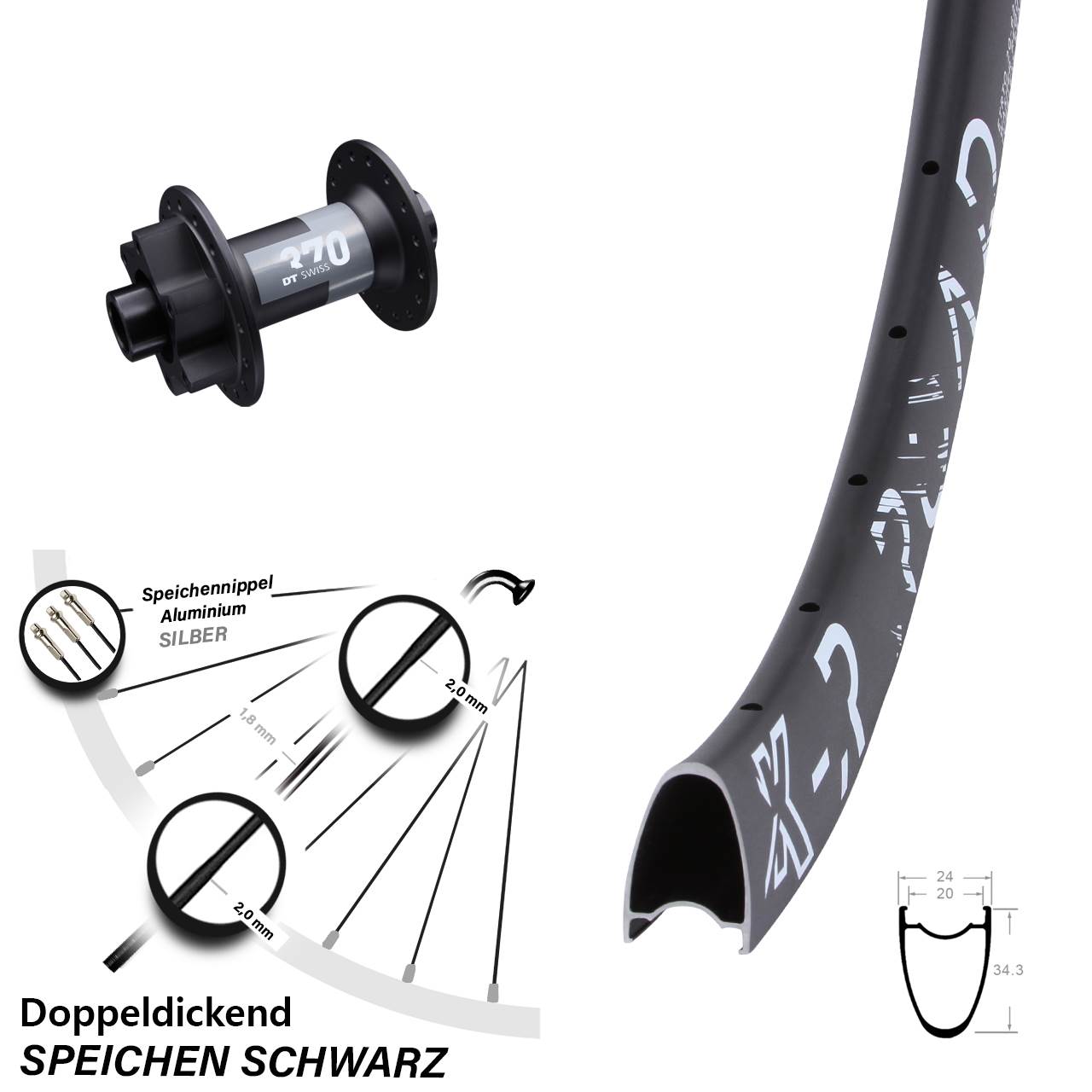 Disc Laufrad 28 Zoll KX-R Road DT Swiss 370 12x100