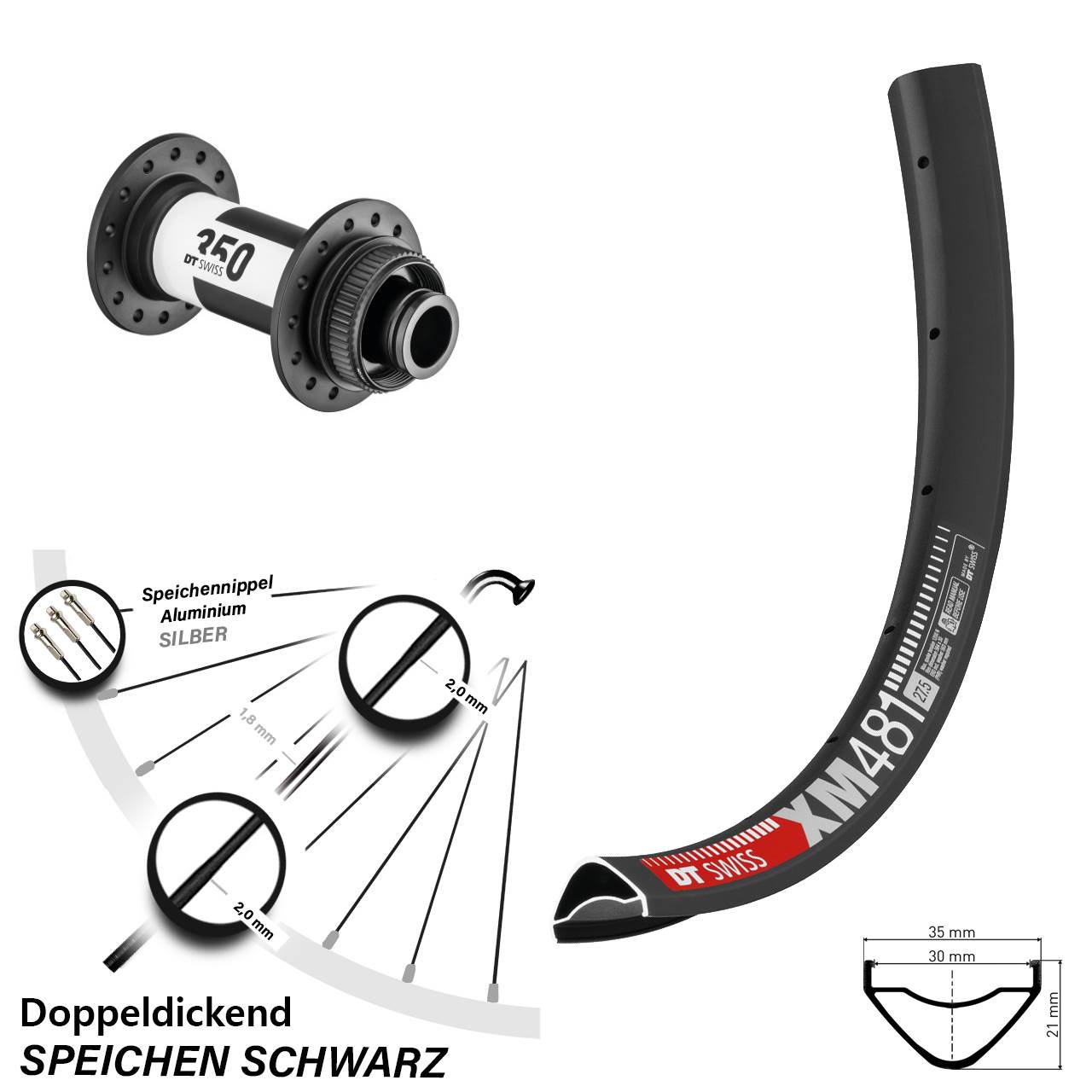 DT Swiss XM481-350 29 Zoll Disc Vorderrad 15x100