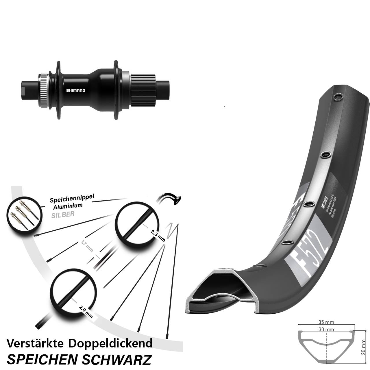 Disc Hinterrad 12x148 29 Zoll DT Swiss F 572 Shimano FH-TC500-B Boost Micro Spline