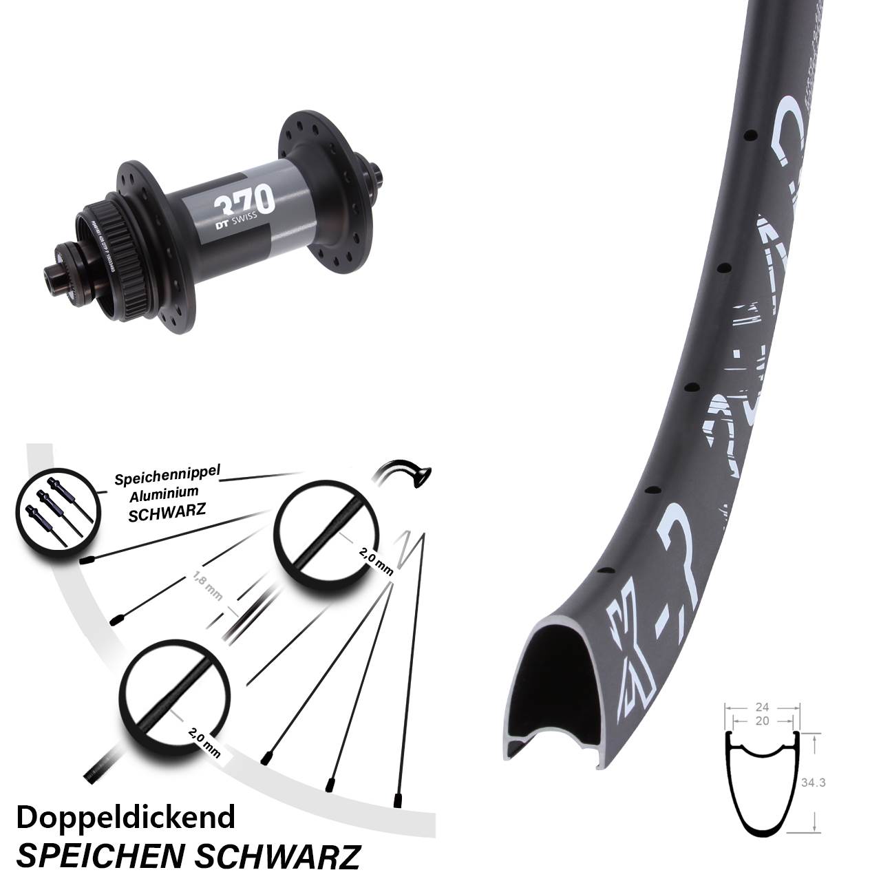 Disc Vorderrad QR 28 Zoll KX-R Road DT Swiss 370