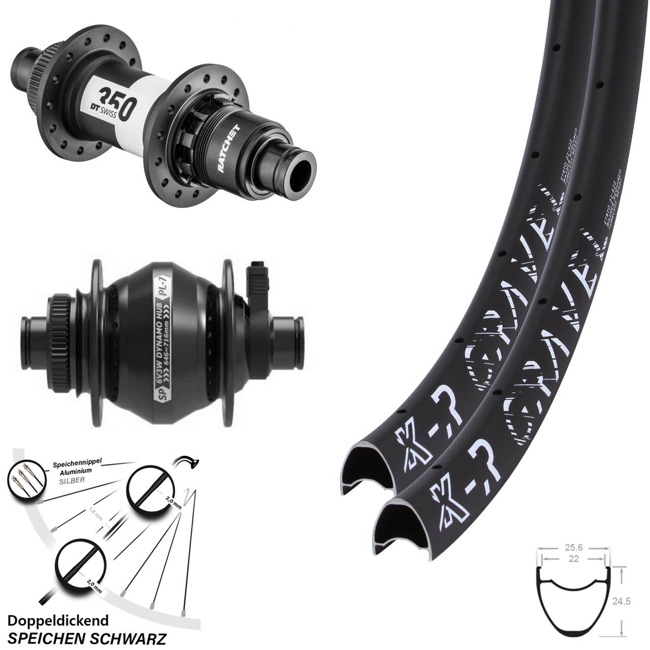 KX-R Gravel DT Swiss 350 SP PL-7 28-29 Zoll Disc Laufradsatz 12x100/142 XDR 11-12 fach