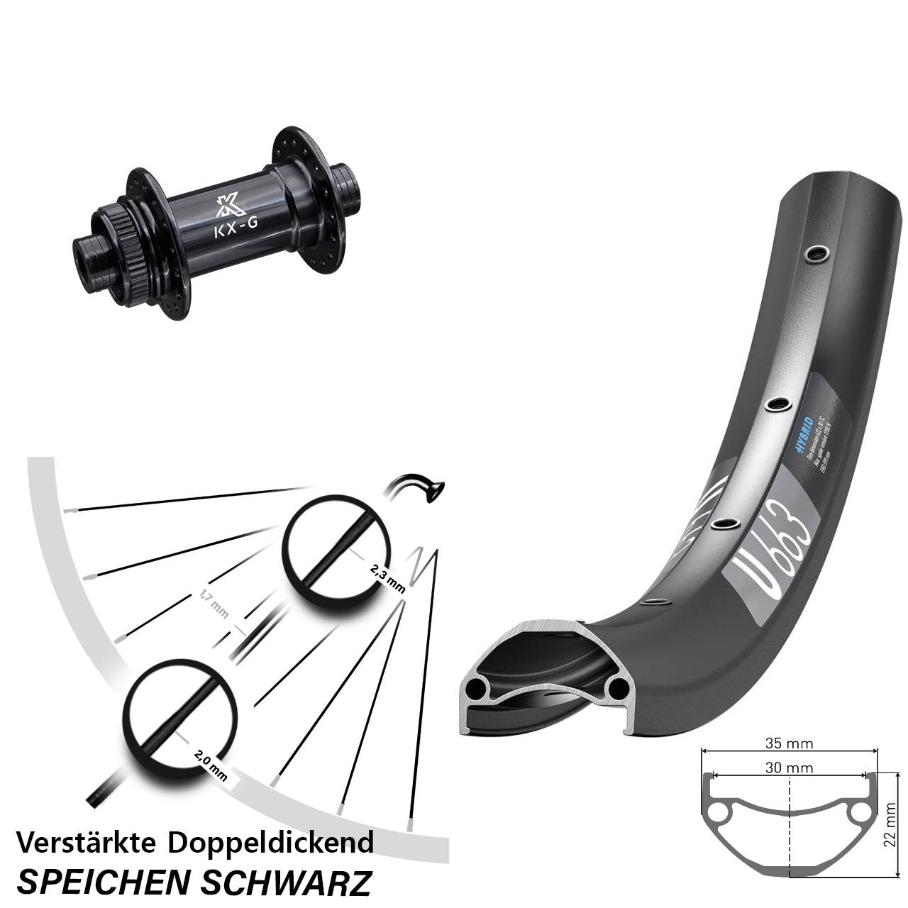 DT Swiss U663 KX-G 29 Zoll Vorderrad Centerl. 15x100