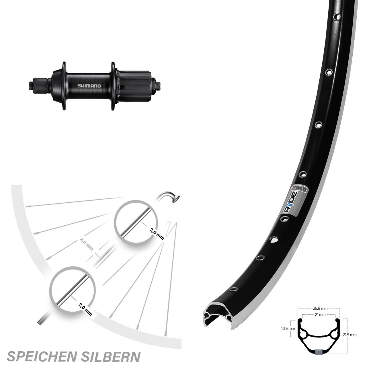 Hinterrad 650B Ryde ZAC 421 Hinterradnabe 7 fach HG für Schnellspanner