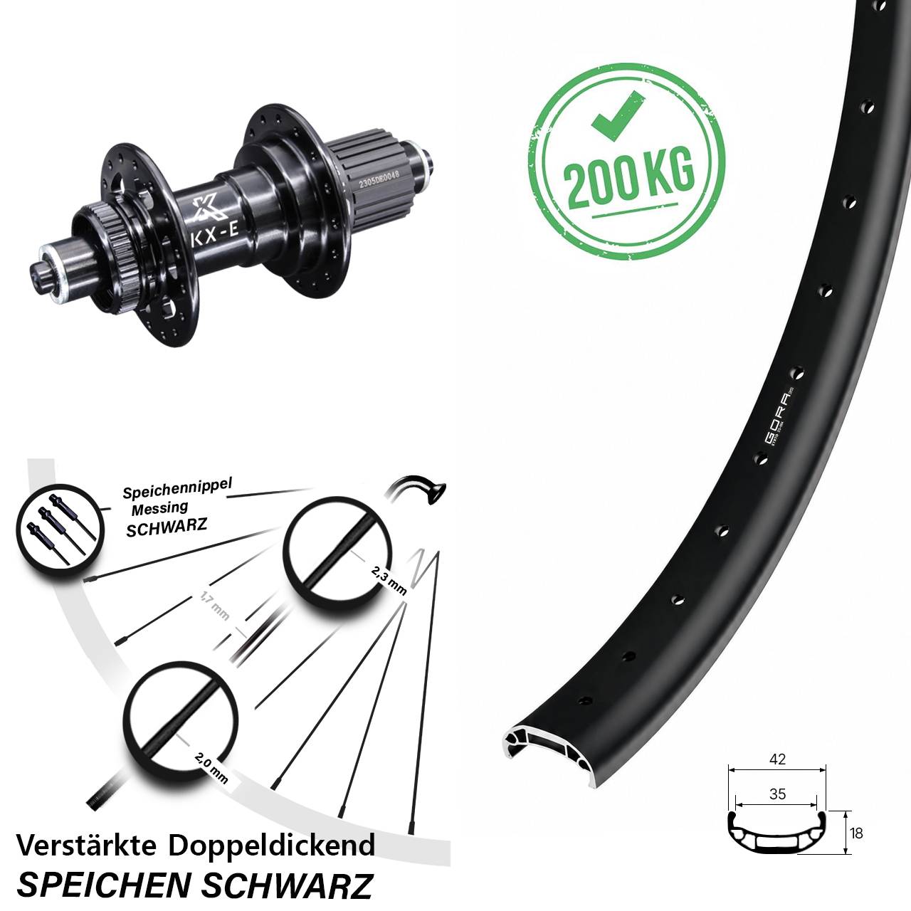 Disc Laufrad für Schnellspanner 27,5 Zoll Gora 35 Heavy Duty KX-E Micro Spline