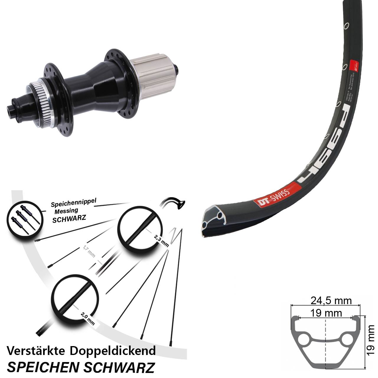 Hinterrad Centerlock 28-29 Zoll DT Swiss 466d Novatec CL-135 8-12 fach HG QR