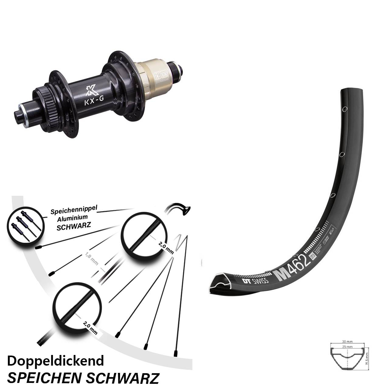 650B DT Swiss M 462 KX-G XD-R Centerlock Hinterrad für Schnellspanner