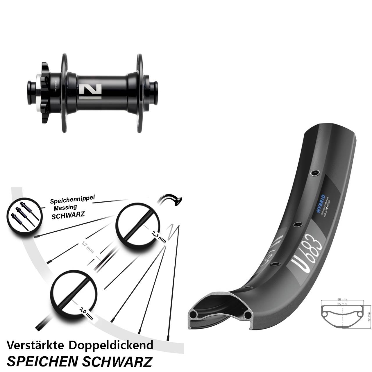 Vorderrad 6-Loch 27,5 Zoll DT Swiss U 683 Novatec D041 15x110 Boost