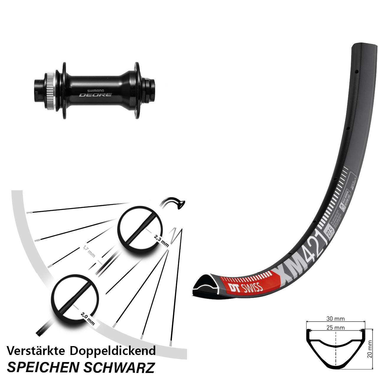 Vorderrad Centerlock 29 Zoll DT Swiss XM 421 Shimano Deore HB-M6010 15x110 Boost