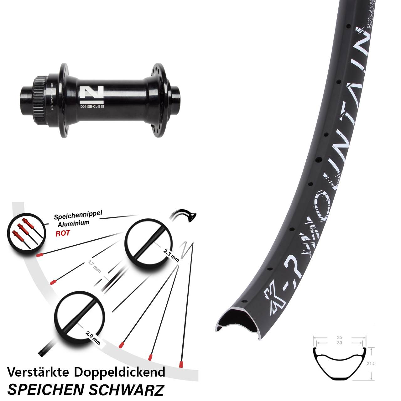 Vorderrad Centerlock 29 Zoll KX-R Mountain Novatec D041 15x110 Boost