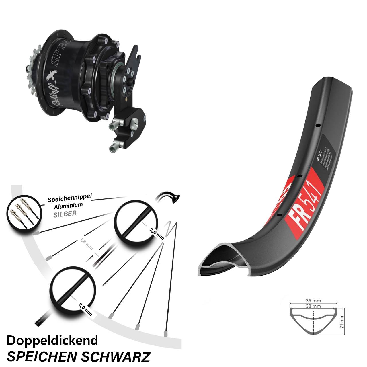 27,5 Zoll DT Swiss FR541 Rohloff Speedhub CC DB OEM2 Tandem