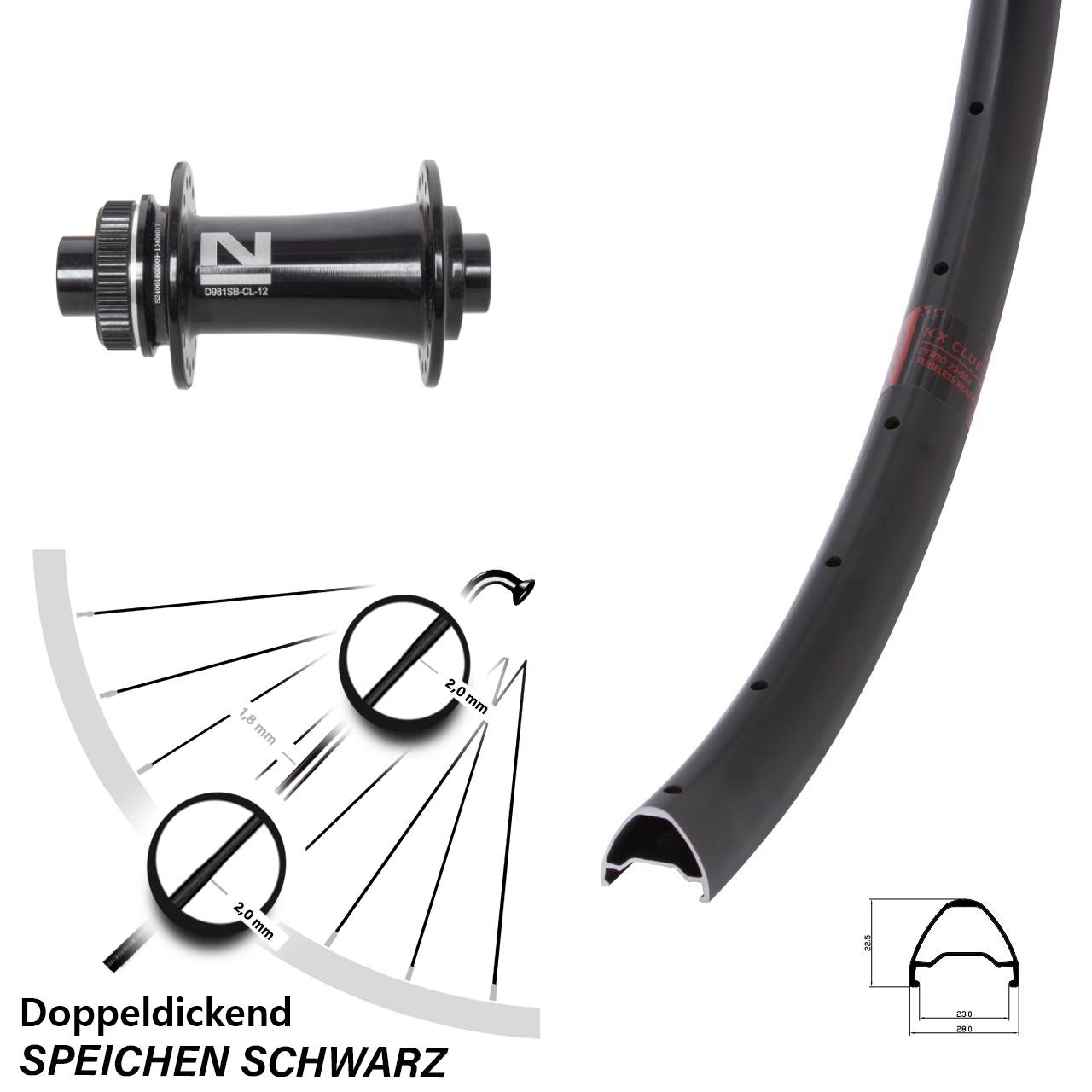 650B KX Clue Novatec D981 Disc Laufrad 12x100