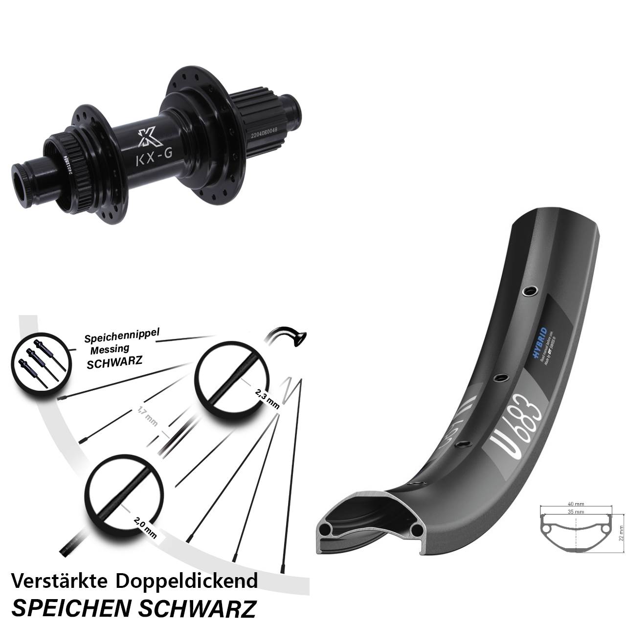 Disc Hinterrad 27,5 Zoll DT Swiss U 683 KX-GS Heavy Duty Shimano Micro Spline 12x142