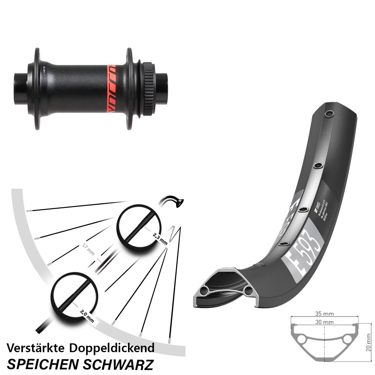 Boost Disc Laufrad 15x110 650B DT Swiss E593 Formula CL-811