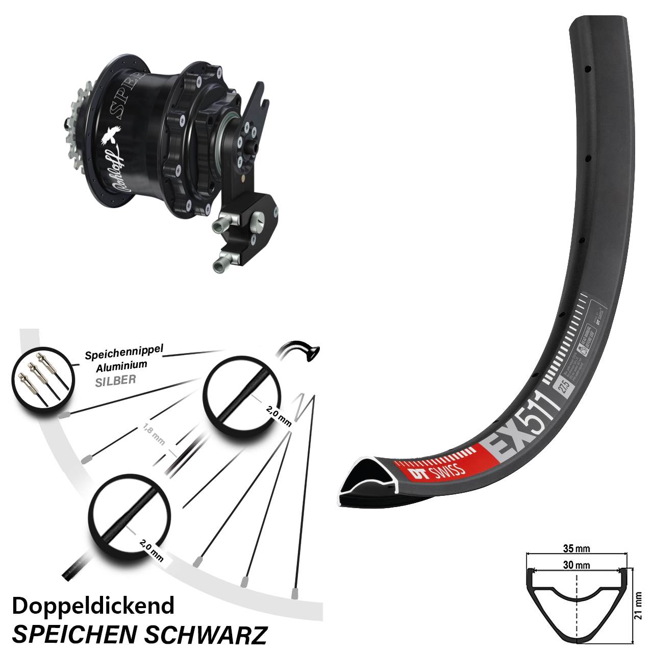 27,5 Zoll Hinterrad Rohloff CC OEM2 Speedhub 500/14 DT Swiss EX 511