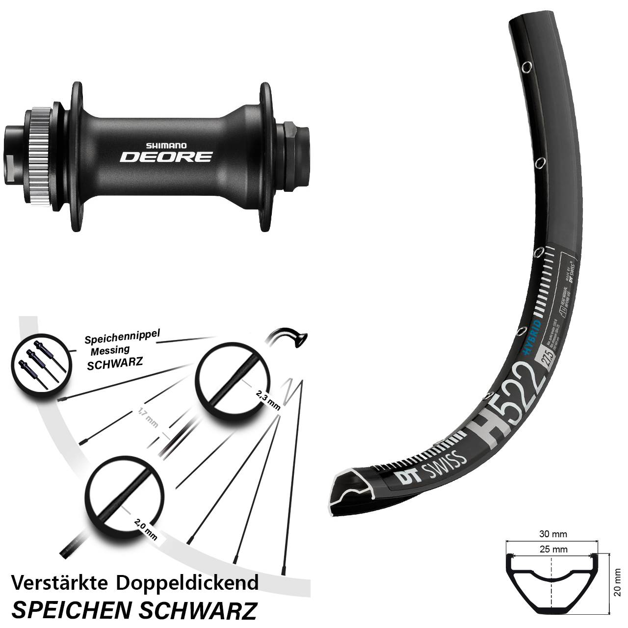 DT Swiss H 522 Shimano Deore HB-M618 Boost 29 Zoll Disc Vorderrad 15x110