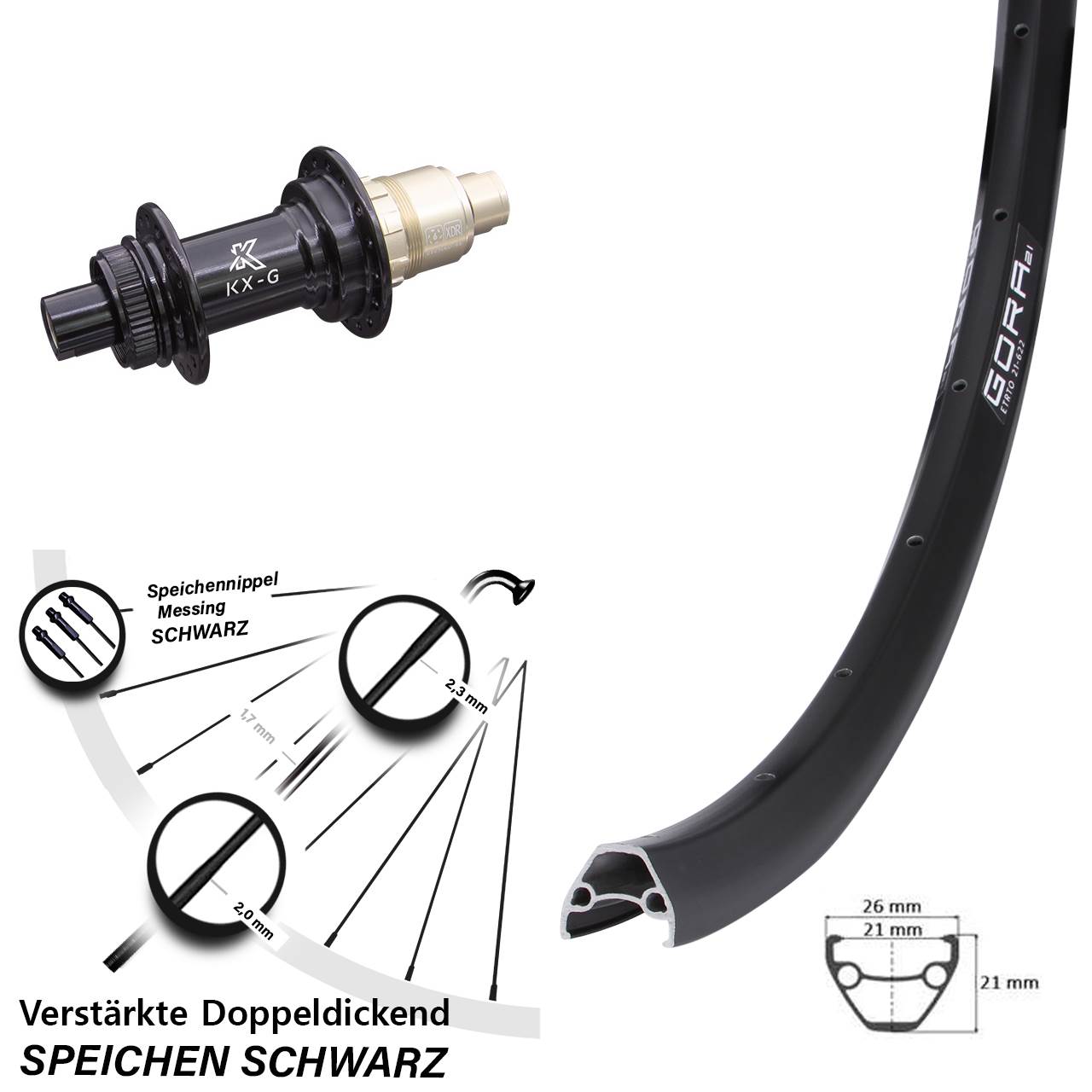 Disc Hinterrad 650B Gora 21 KX-G SRAM XDR 12x142