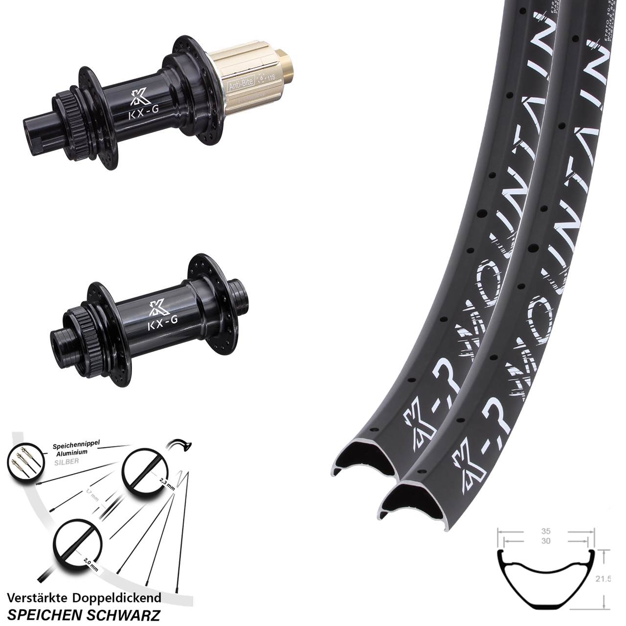 27,5/29 Zoll Zoll KX-GR Mountain Centerlock Laufradsatz 12x100/142 8-12 fach HG