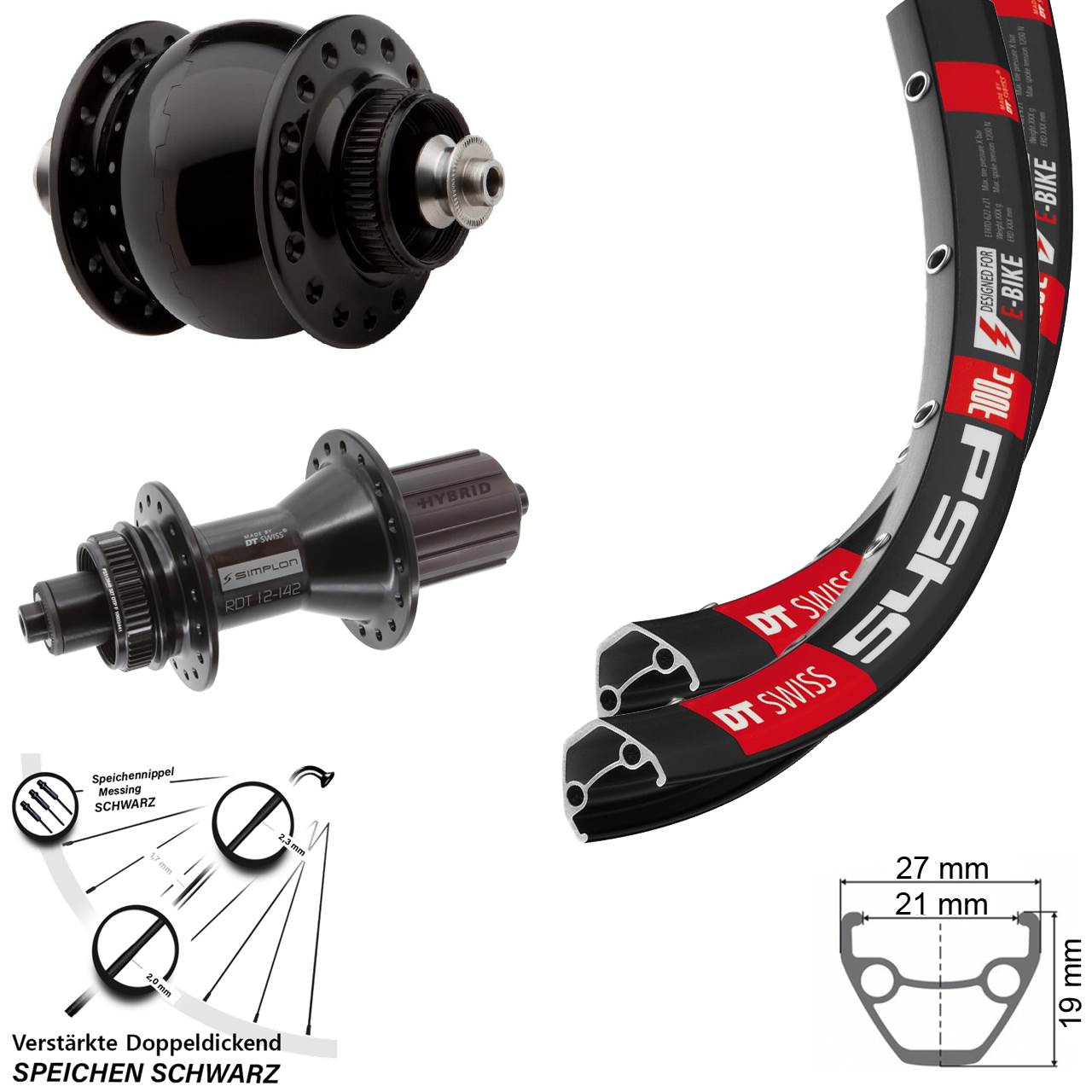 DT Swiss 545 370 Hybrid SON 28 29 Zoll Disc Laufrad-Satz QR 8-11 fach