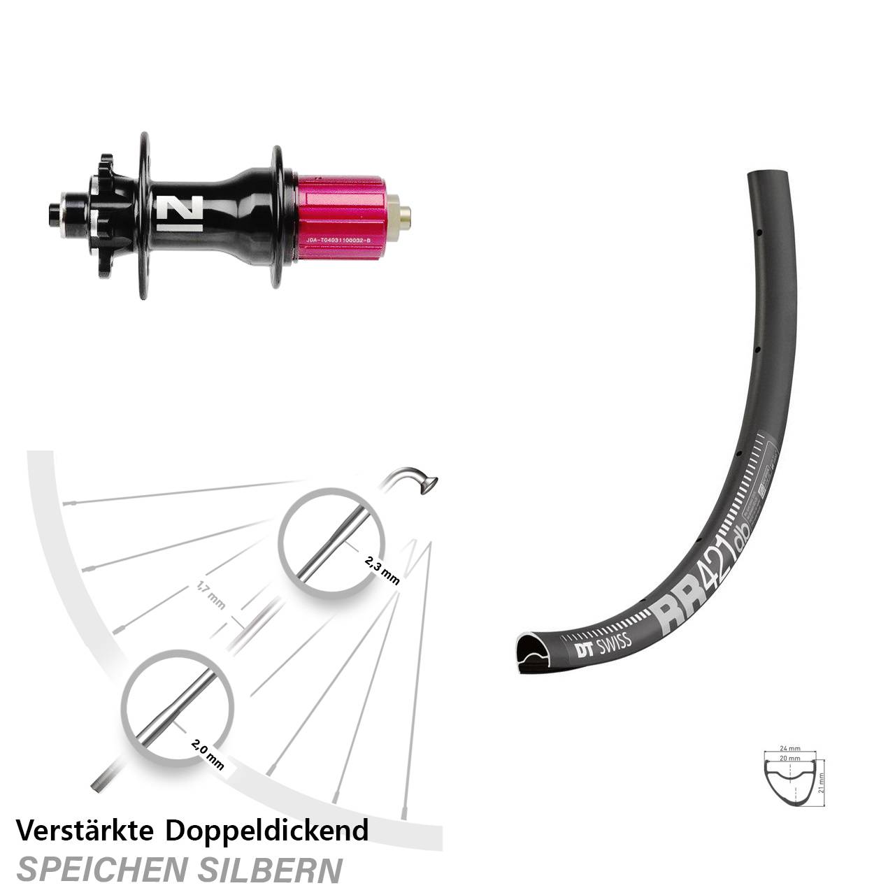 DT Swiss RR421 Novatec D792SB 28 Zoll Disc Laufrad QR 8-12 fach HG