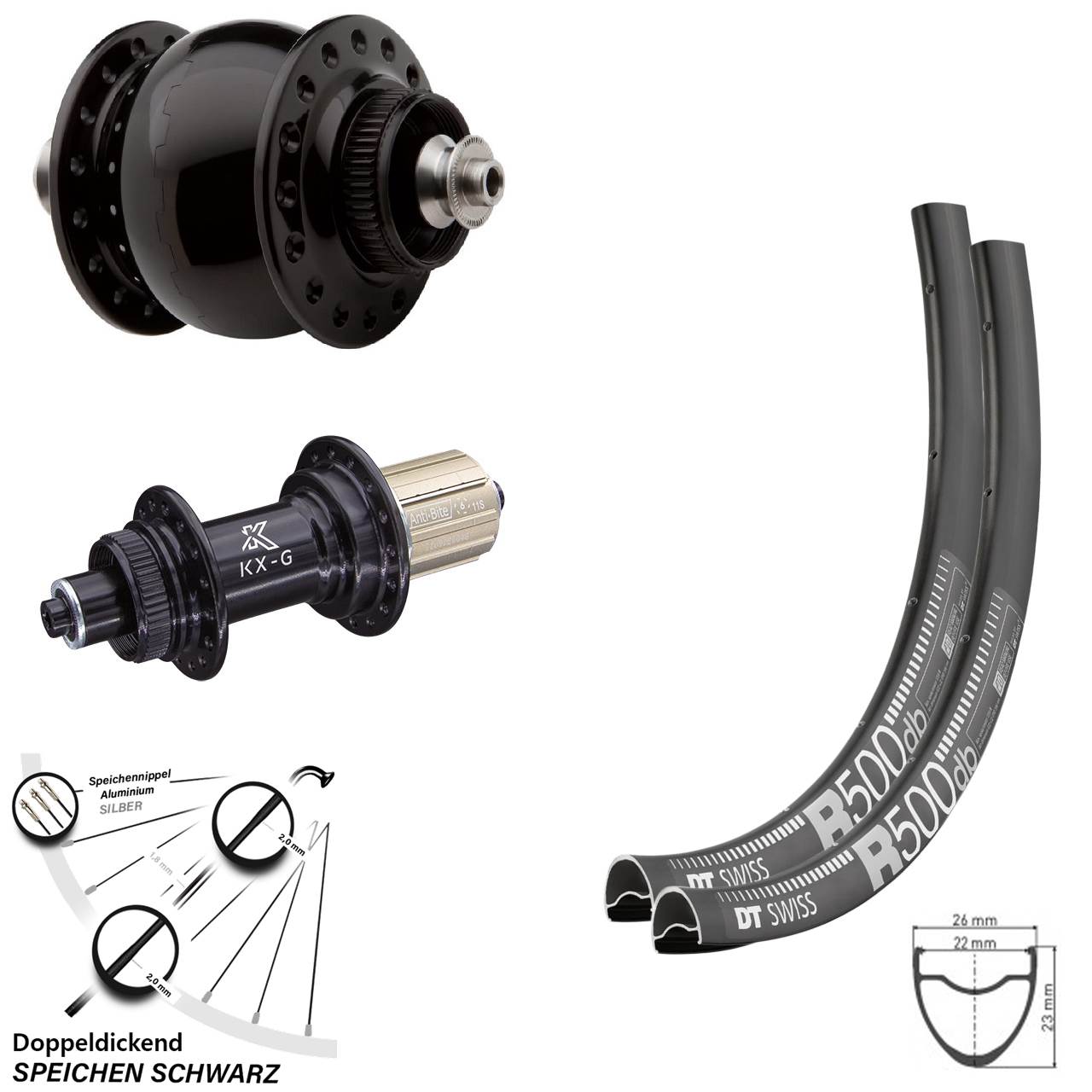 DT Swiss R500 KX-G SON 28 29 Zoll Disc Laufradsatz QR 8-12 fach