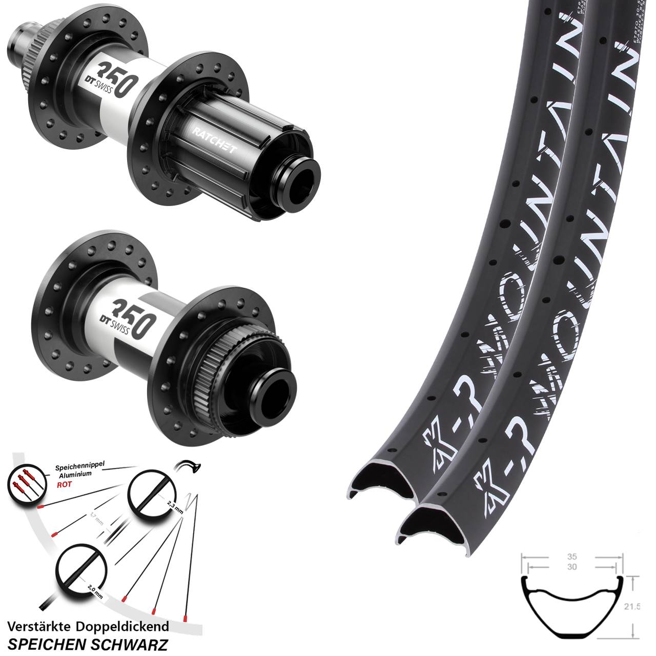 27,5 Zoll KX-R Mountain DT Swiss 350 HG Centerlock Laufradsatz 12x100/142