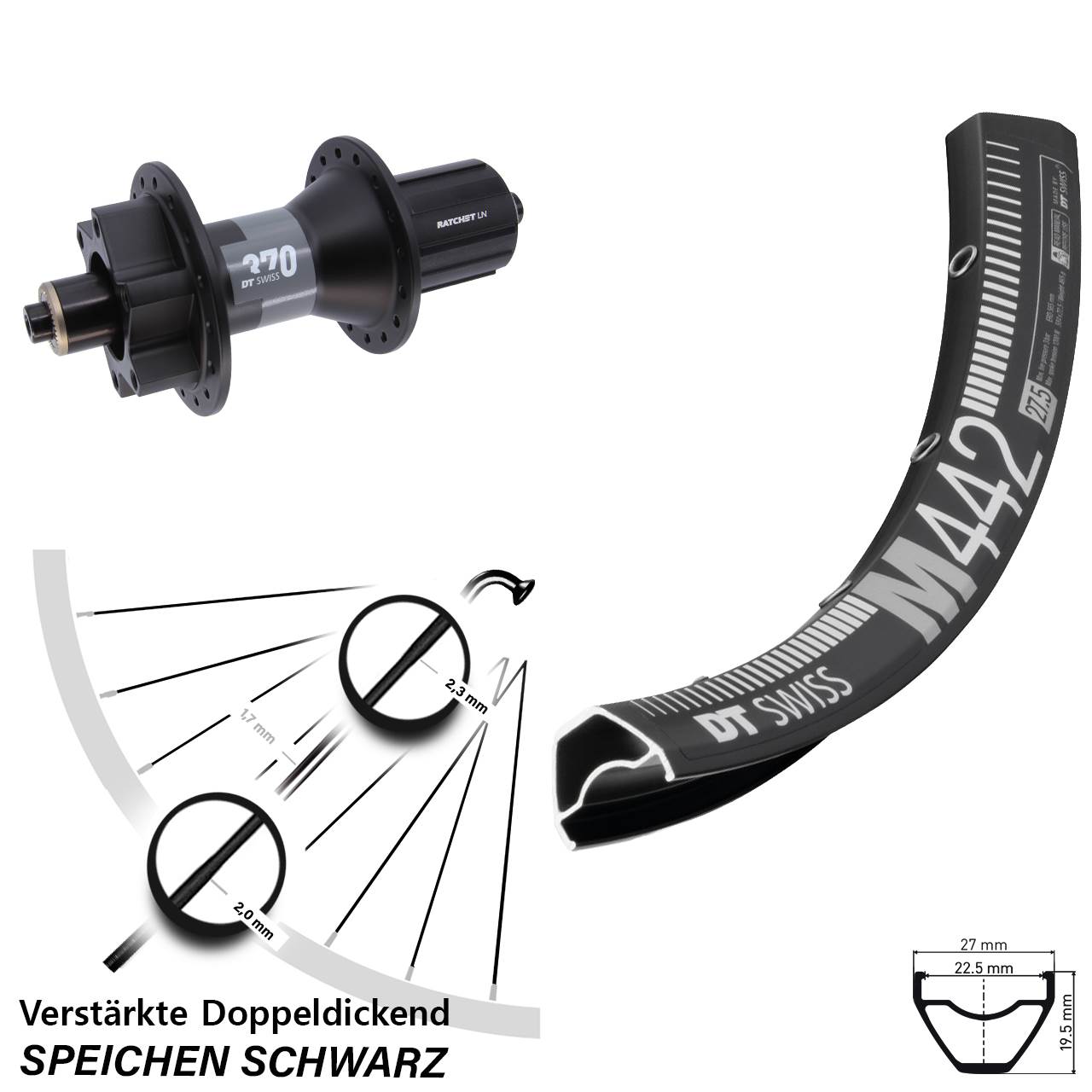 Disc Hinterrad 28-29 Zoll DT Swiss M 442-370 8-11 fach HG QR