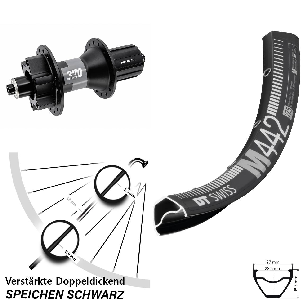 Disc Hinterrad 28-29 Zoll DT Swiss M 442-370 8-11 fach HG QR
