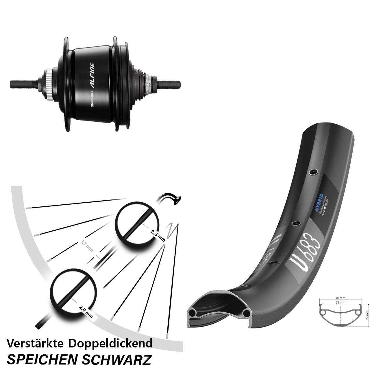 27,5 Zoll Hinterrad Shimano Alfine 8 Gang Centerlock DT Swiss U683