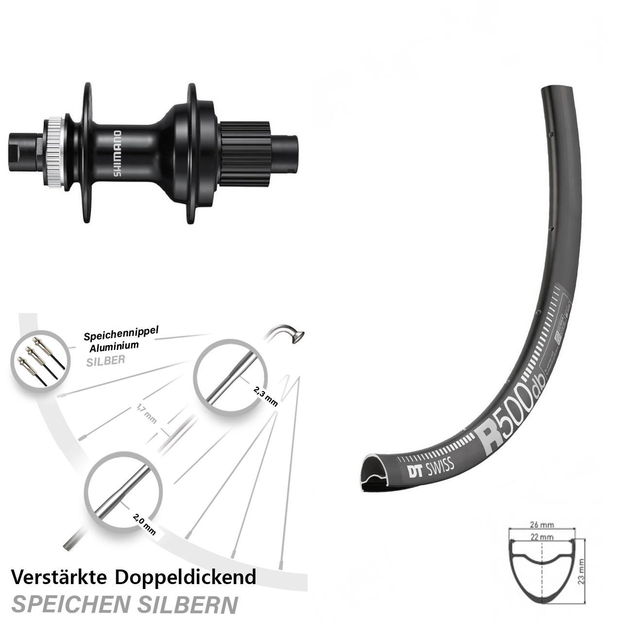 DT Swiss R500 Shimano FH-MT510 28-29 Zoll Hinterrad Centerlock 12x142 Micro Spline