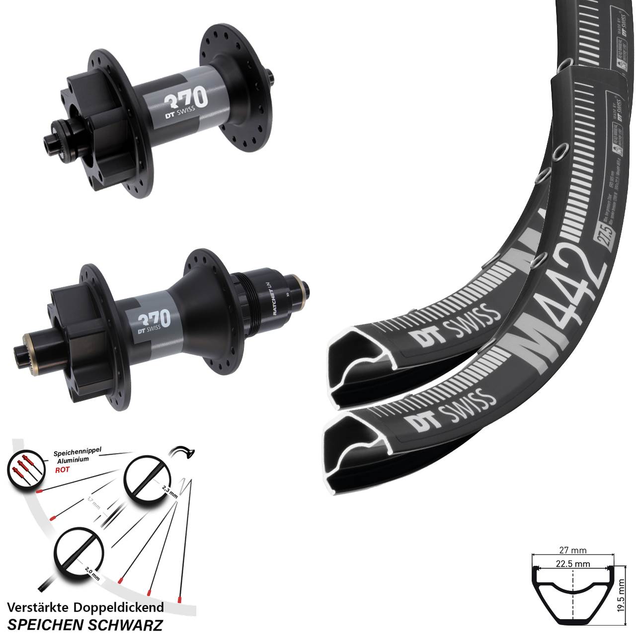 Disc Laufradsatz QR 28 Zoll DT Swiss M 442 370 SRAM XD