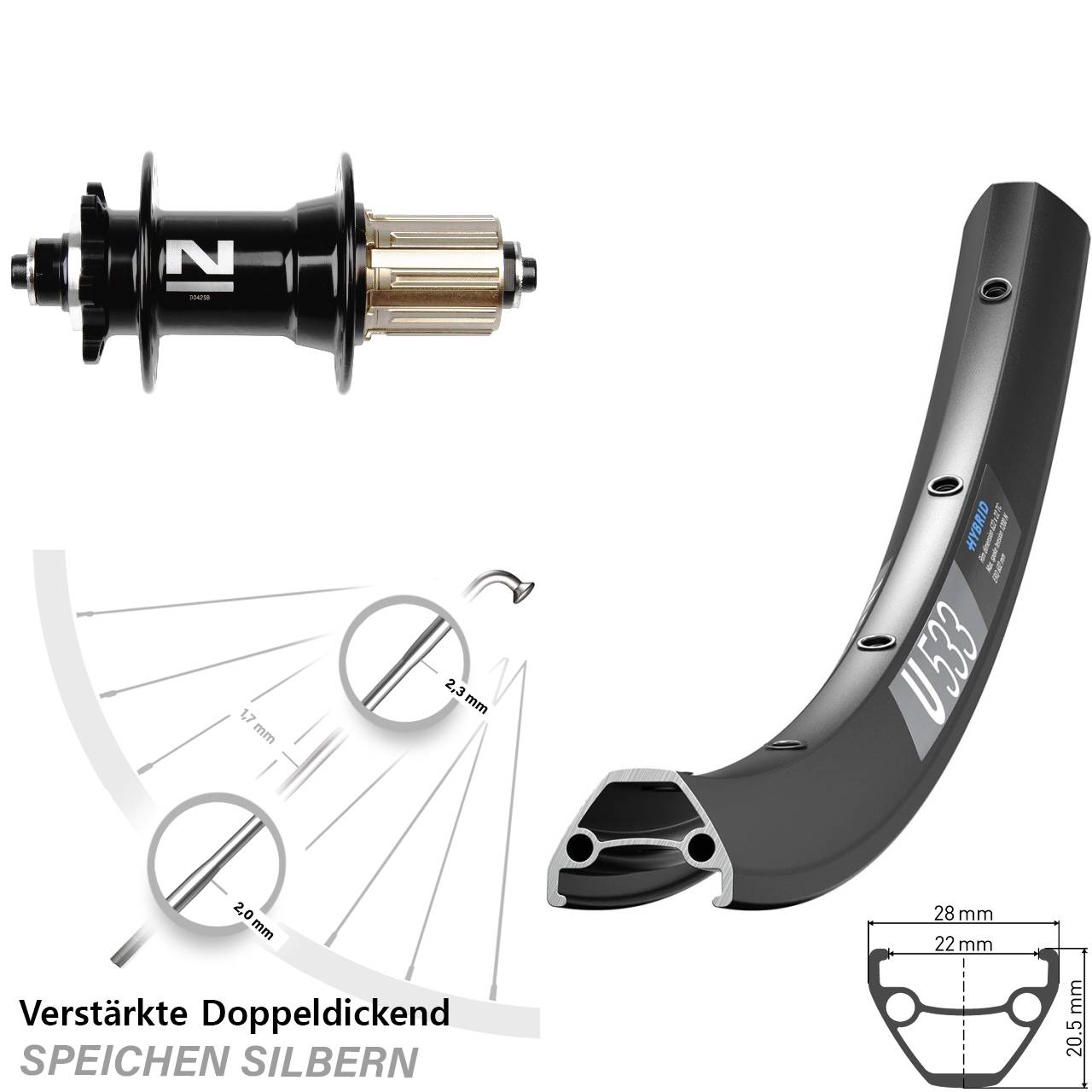 28 Zoll DT Swiss U 533 Novatec D042 Disc Laufrad QR 8-11 fach HG